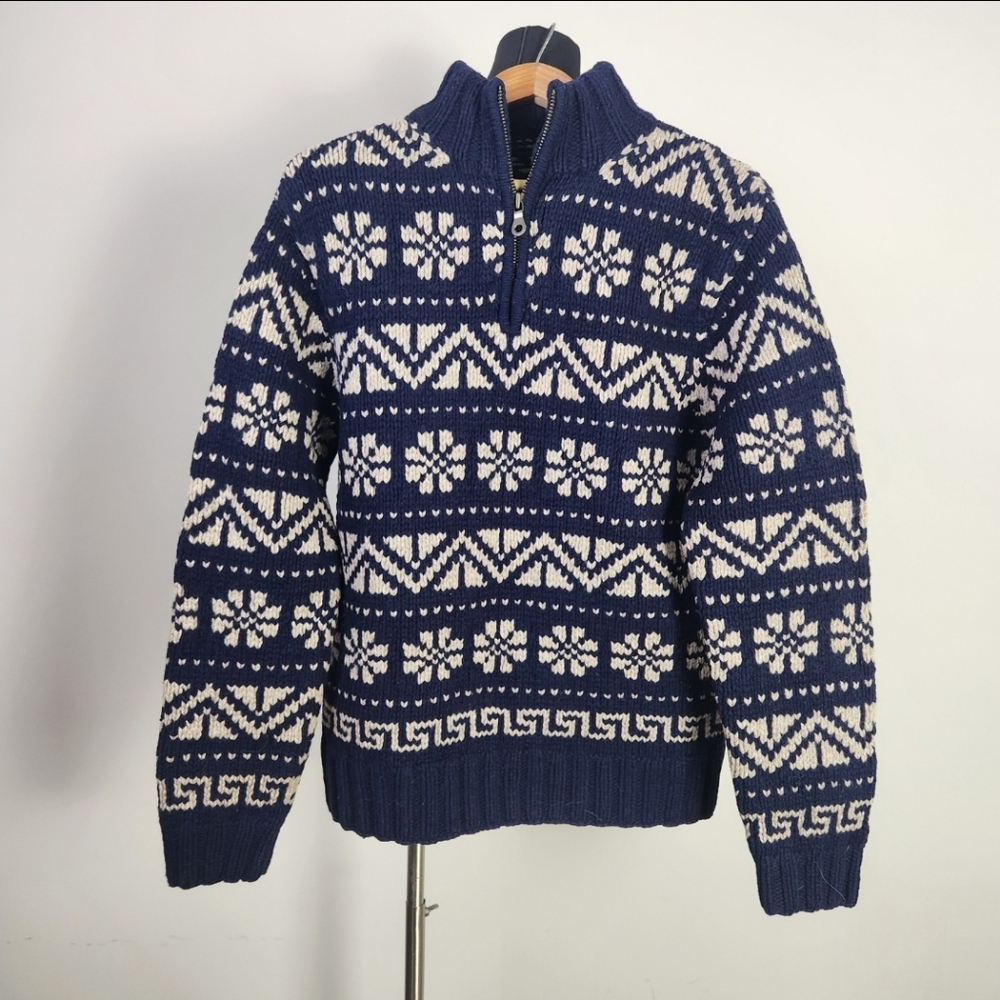 VTG GAP men's wool quarter- zip nordic winter sweater